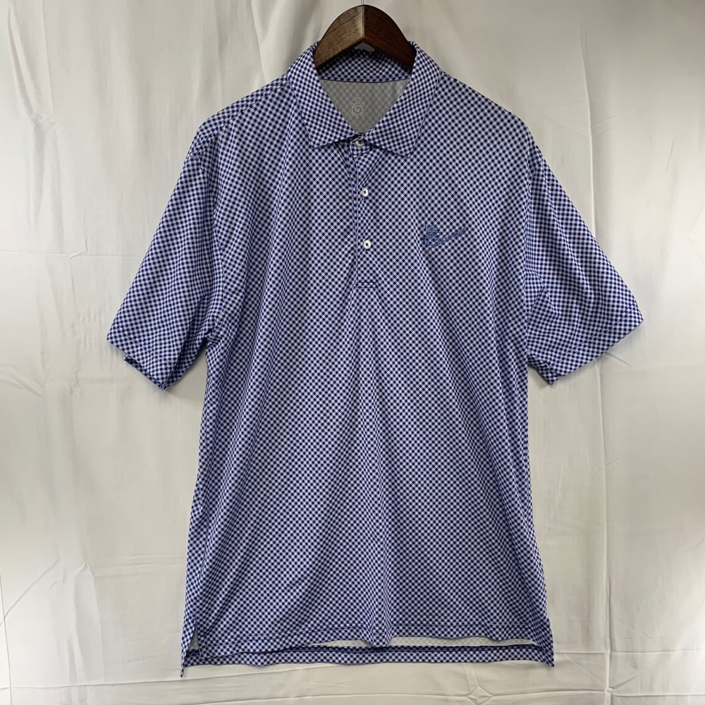Turtleson Polo Shirt Mens XL Blue Gingham‎ Southern Hills Performance Stretch